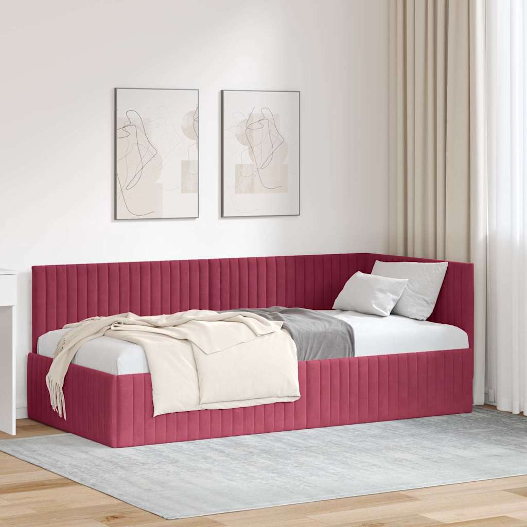 vidaXL Hoekbedframe met hoofdeinde Blauw 80 x 200 cm Fluweel