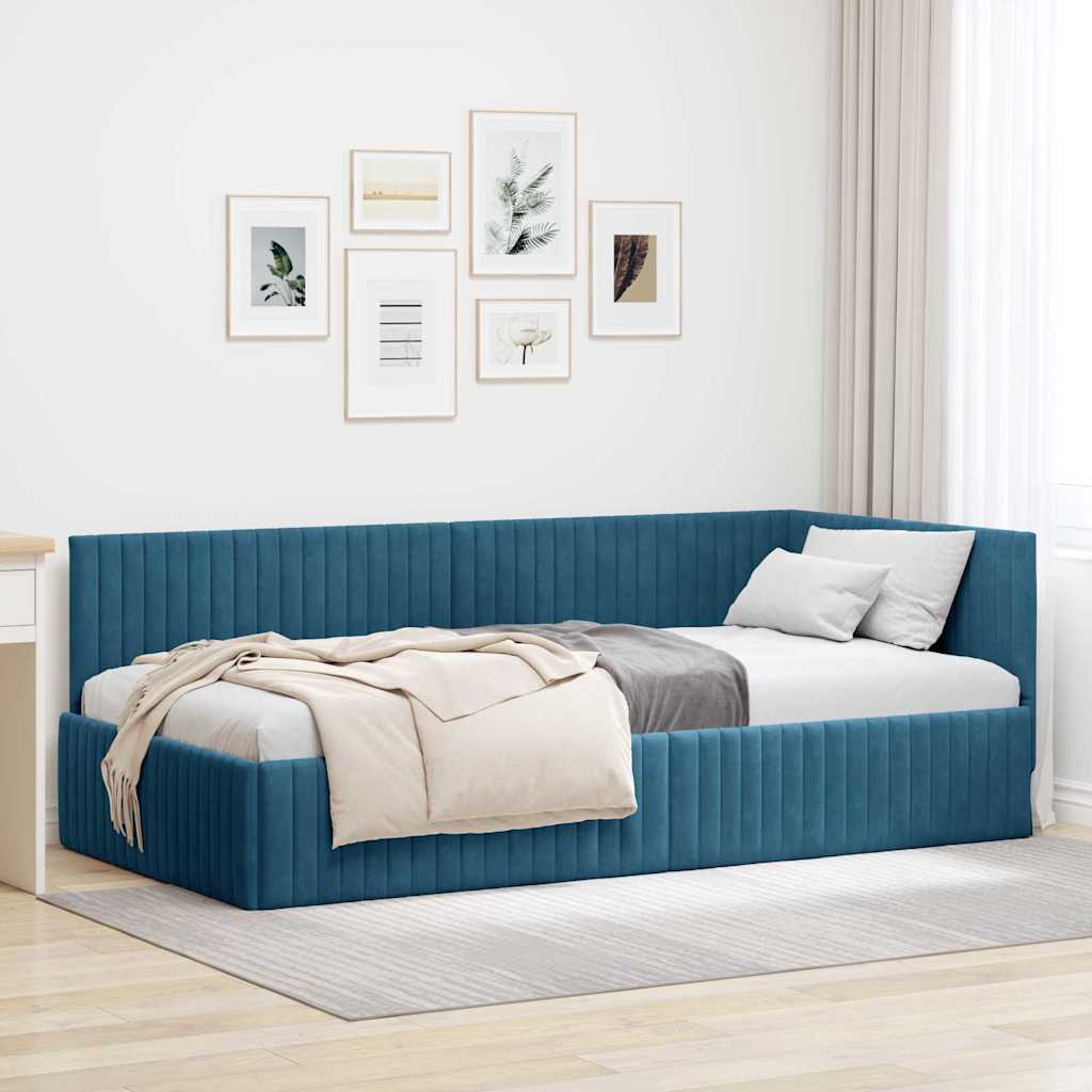 vidaXL Hoekbedframe met hoofdeinde Blauw 80 x 200 cm Fluweel