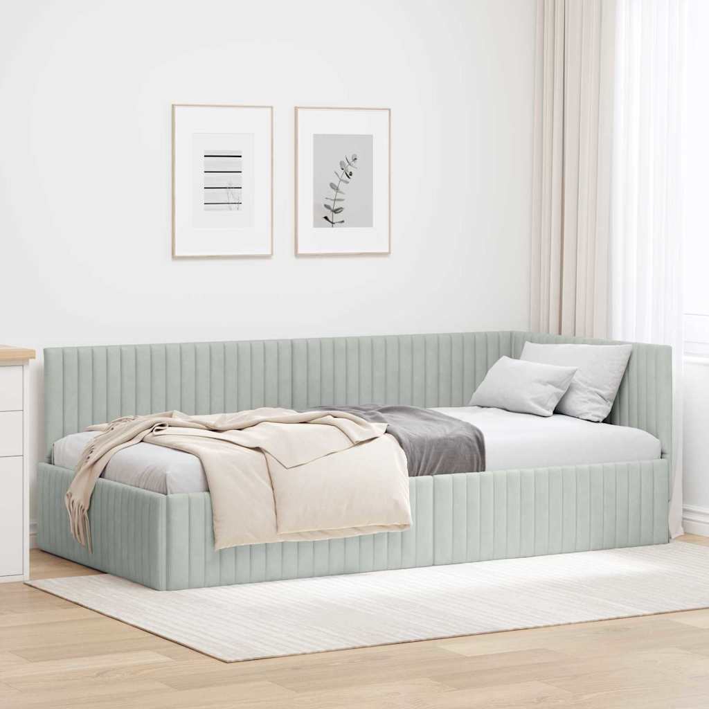 vidaXL Hoekbedframe met hoofdeinde Blauw 80 x 200 cm Fluweel