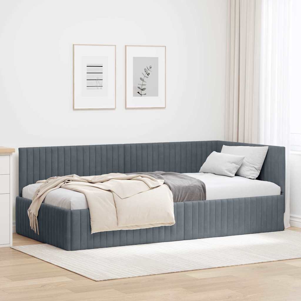 vidaXL Hoekbedframe met hoofdeinde Blauw 80 x 200 cm Fluweel
