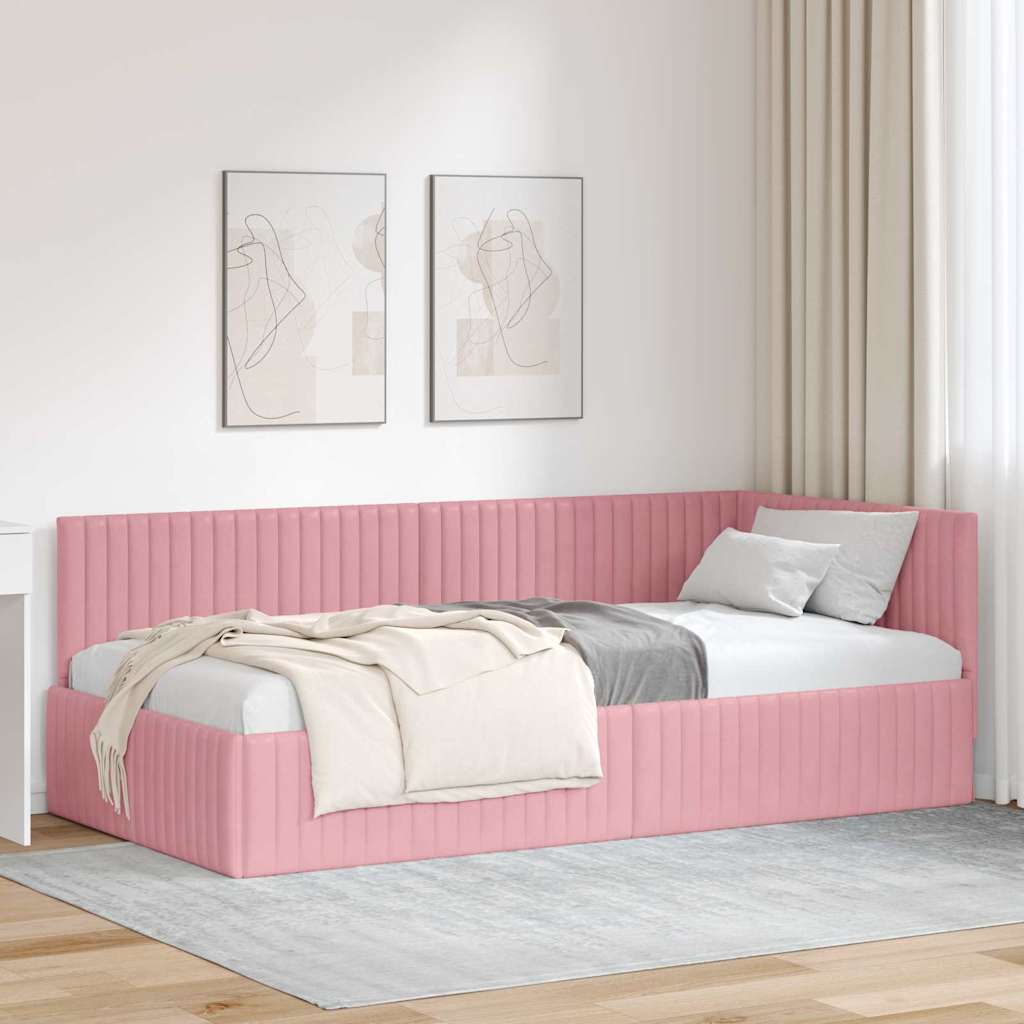vidaXL Hoekbedframe met hoofdeinde Blauw 80 x 200 cm Fluweel