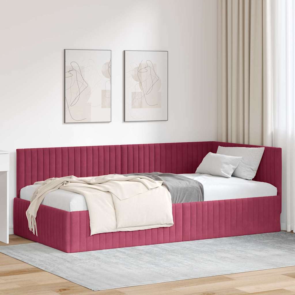 vidaXL Hoekbedframe met hoofdeinde Blauw 80 x 200 cm Fluweel