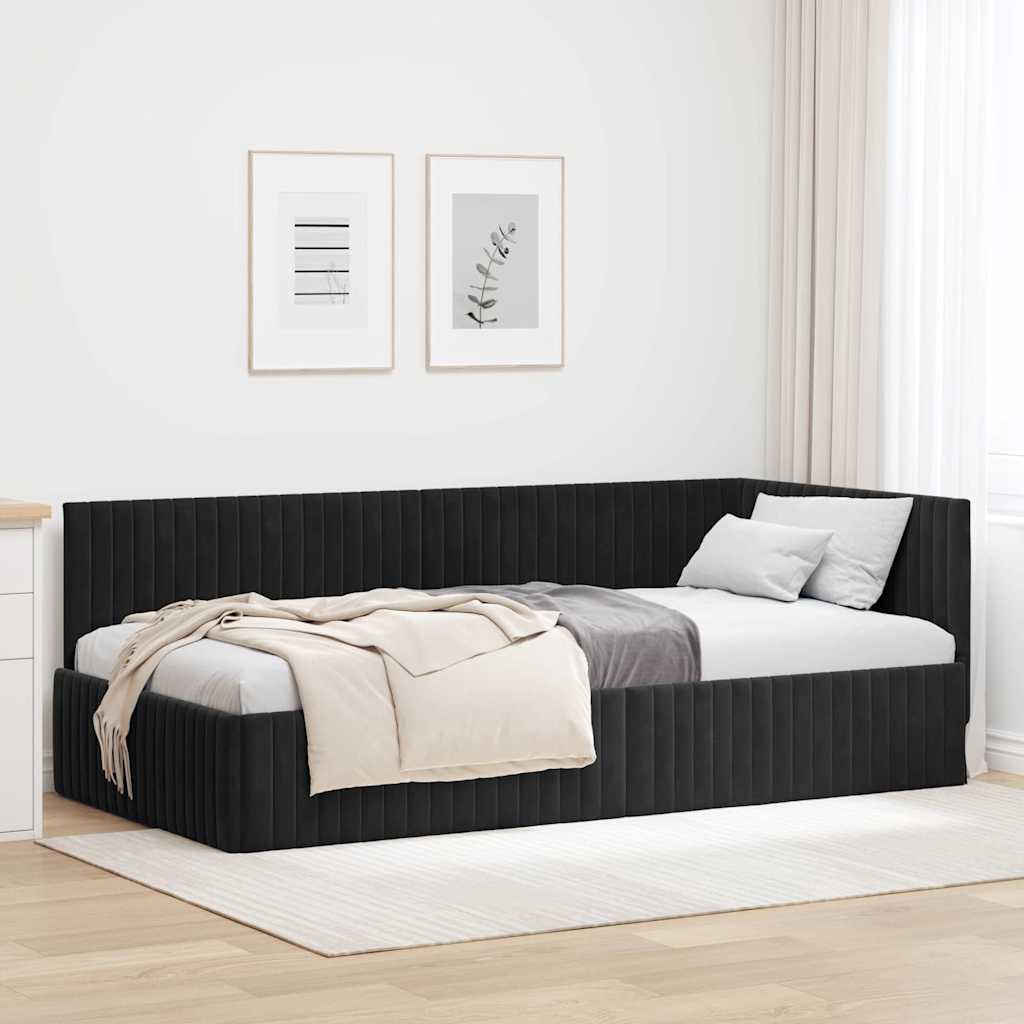 vidaXL Hoekbedframe met hoofdeinde Blauw 80 x 200 cm Fluweel