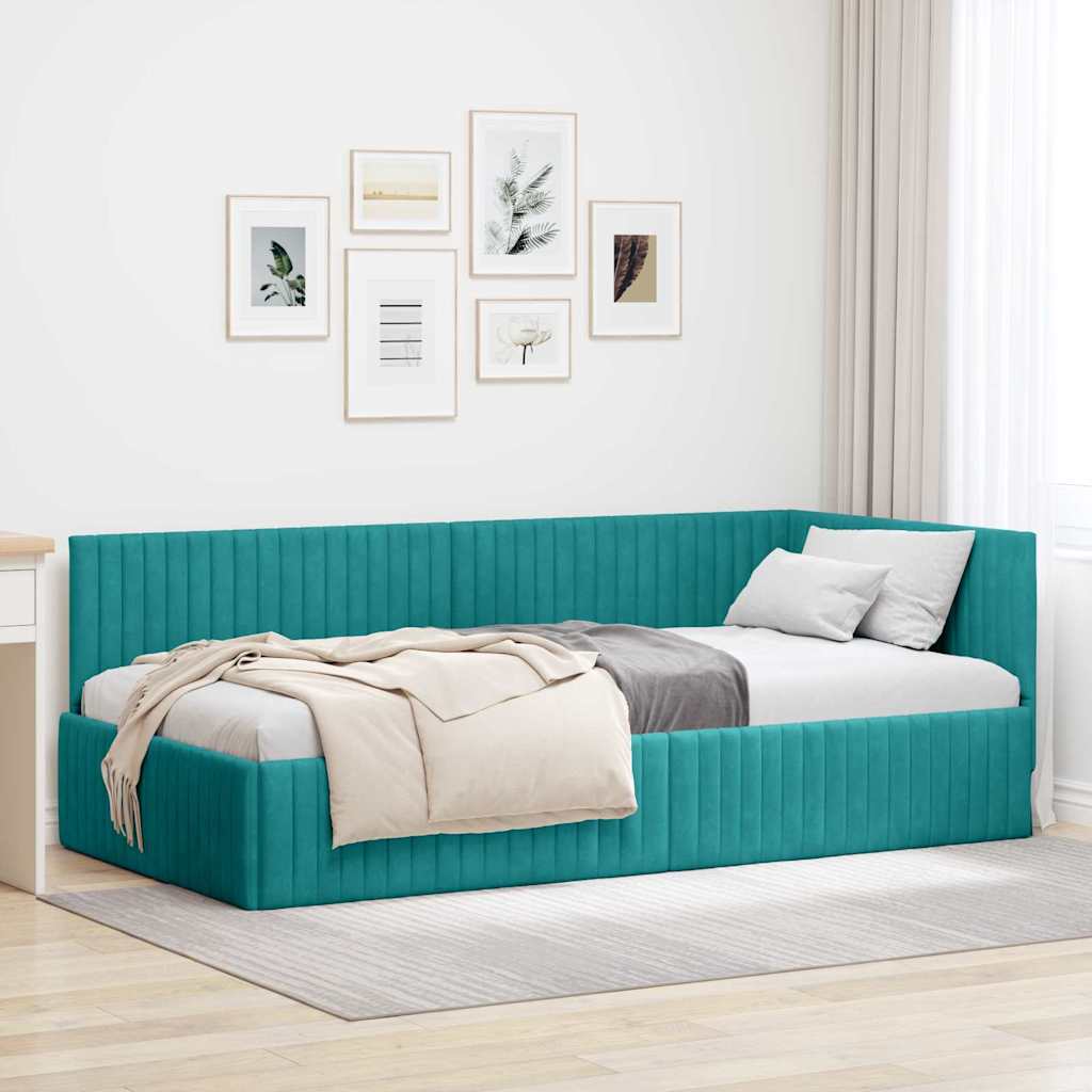 vidaXL Hoekbedframe met hoofdeinde Blauw 80 x 200 cm Fluweel
