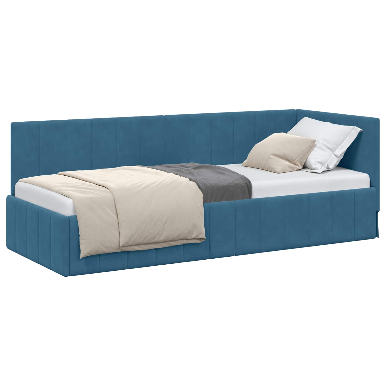 vidaXL Hoekbedframe met hoofdeinde Blauw 80 x 200 cm Fluweel