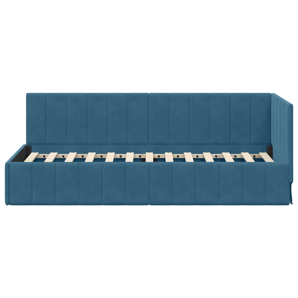 vidaXL Hoekbedframe met hoofdeinde Blauw 80 x 200 cm Fluweel