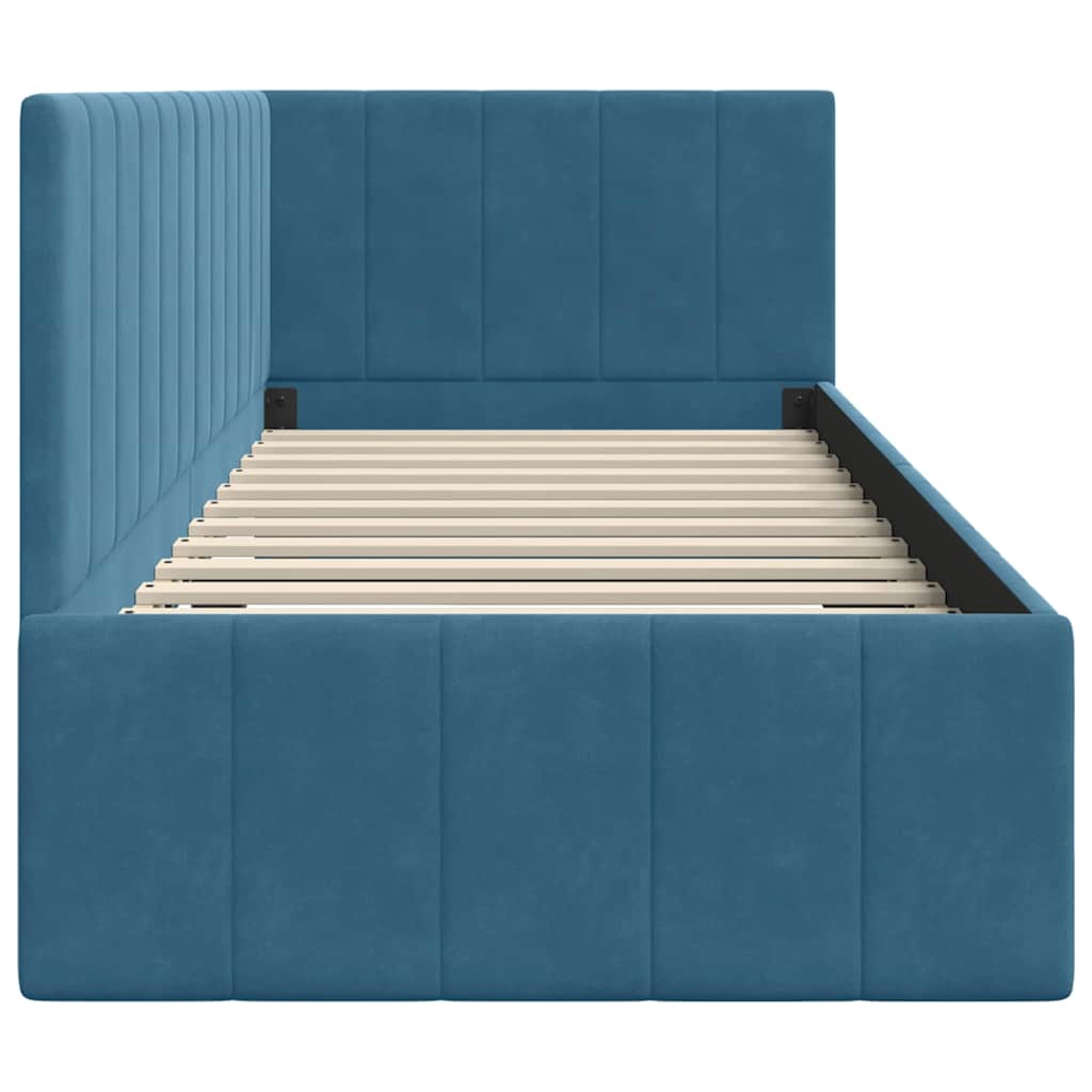 vidaXL Hoekbedframe met hoofdeinde Blauw 80 x 200 cm Fluweel