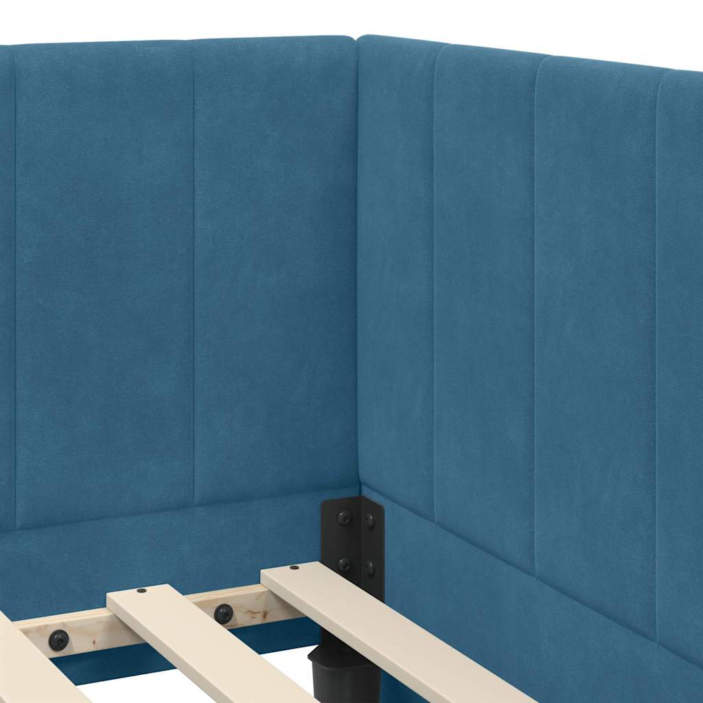 vidaXL Hoekbedframe met hoofdeinde Blauw 80 x 200 cm Fluweel