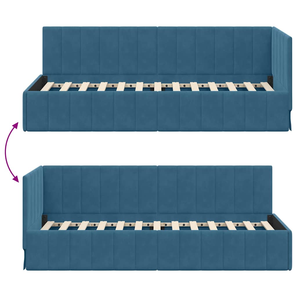 vidaXL Hoekbedframe met hoofdeinde Blauw 80 x 200 cm Fluweel
