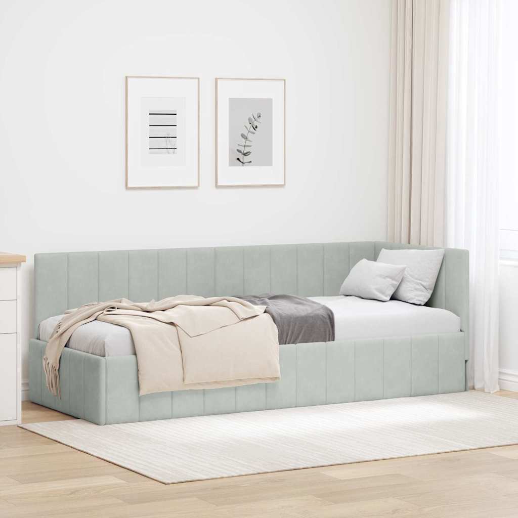 vidaXL Hoekbedframe met hoofdeinde Blauw 80 x 200 cm Fluweel