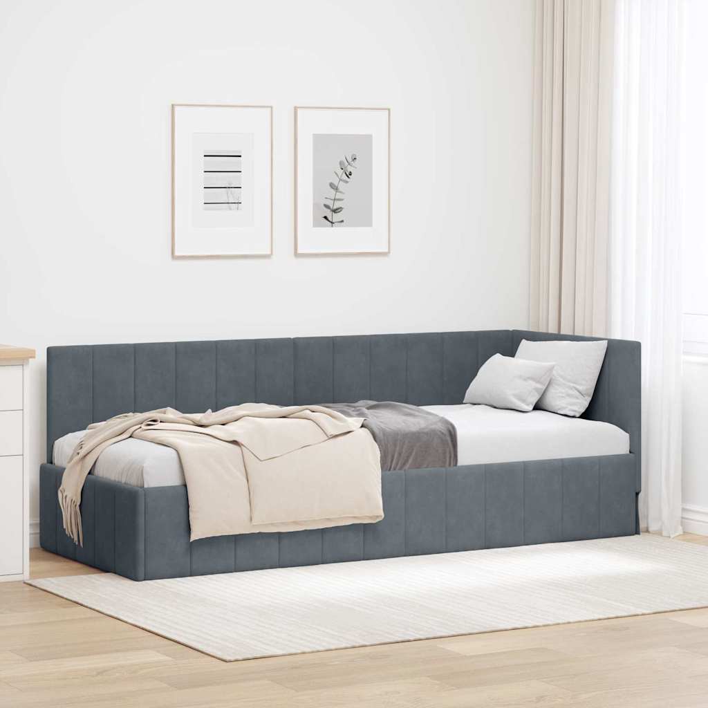 vidaXL Hoekbedframe met hoofdeinde Blauw 80 x 200 cm Fluweel