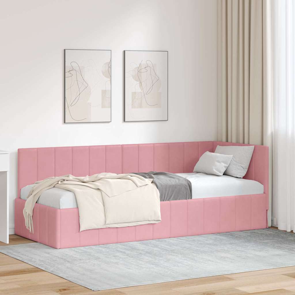 vidaXL Hoekbedframe met hoofdeinde Blauw 80 x 200 cm Fluweel