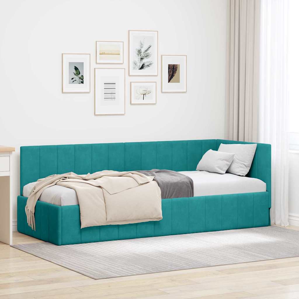 vidaXL Hoekbedframe met hoofdeinde Blauw 80 x 200 cm Fluweel