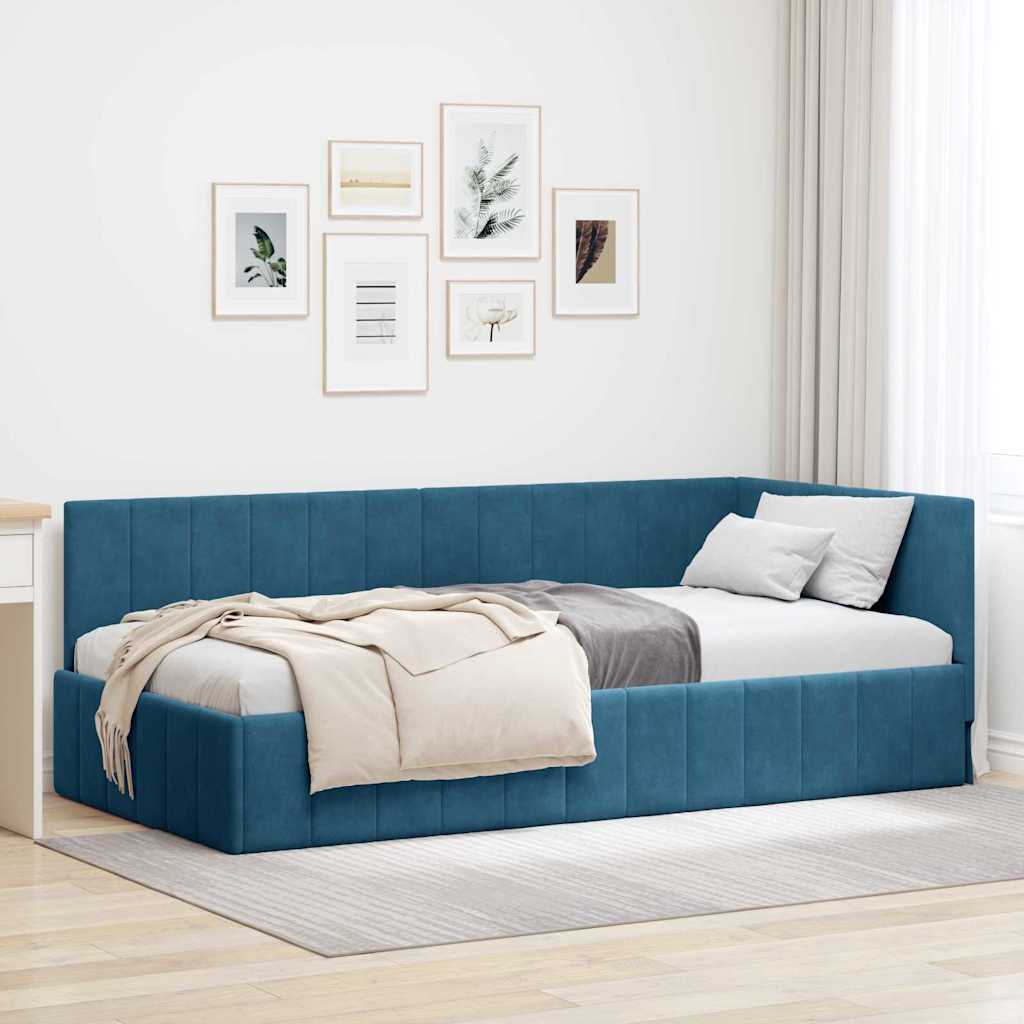 vidaXL Hoekbedframe met hoofdeinde Blauw 80 x 200 cm Fluweel