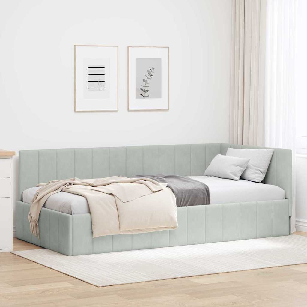 vidaXL Hoekbedframe met hoofdeinde Blauw 80 x 200 cm Fluweel