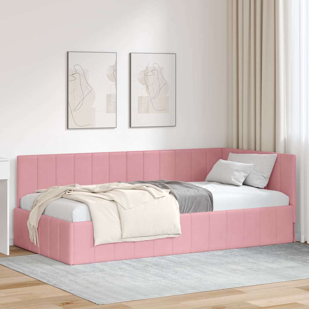 vidaXL Hoekbedframe met hoofdeinde Blauw 80 x 200 cm Fluweel