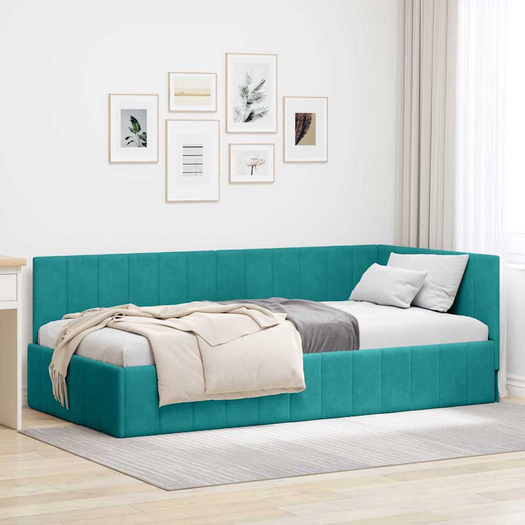 vidaXL Hoekbedframe met hoofdeinde Blauw 80 x 200 cm Fluweel