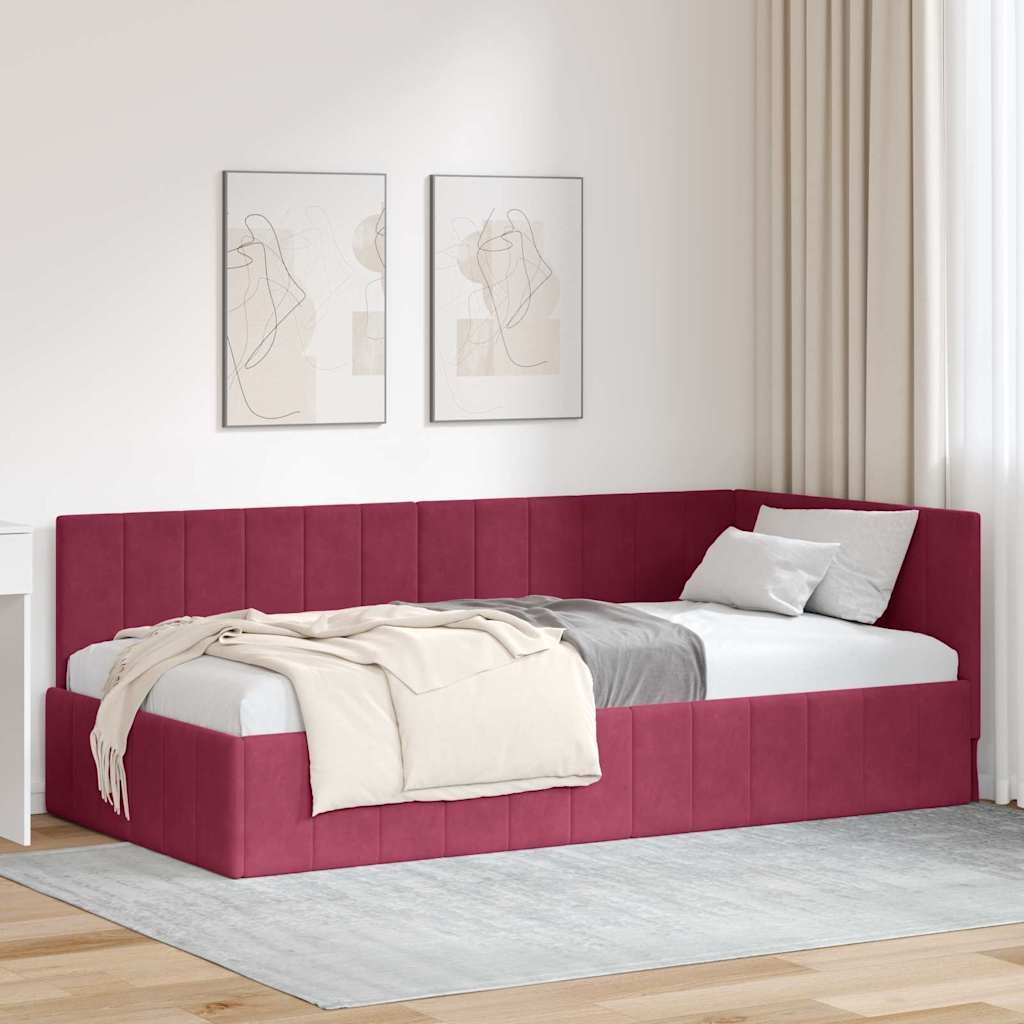 vidaXL Hoekbedframe met hoofdeinde Blauw 80 x 200 cm Fluweel