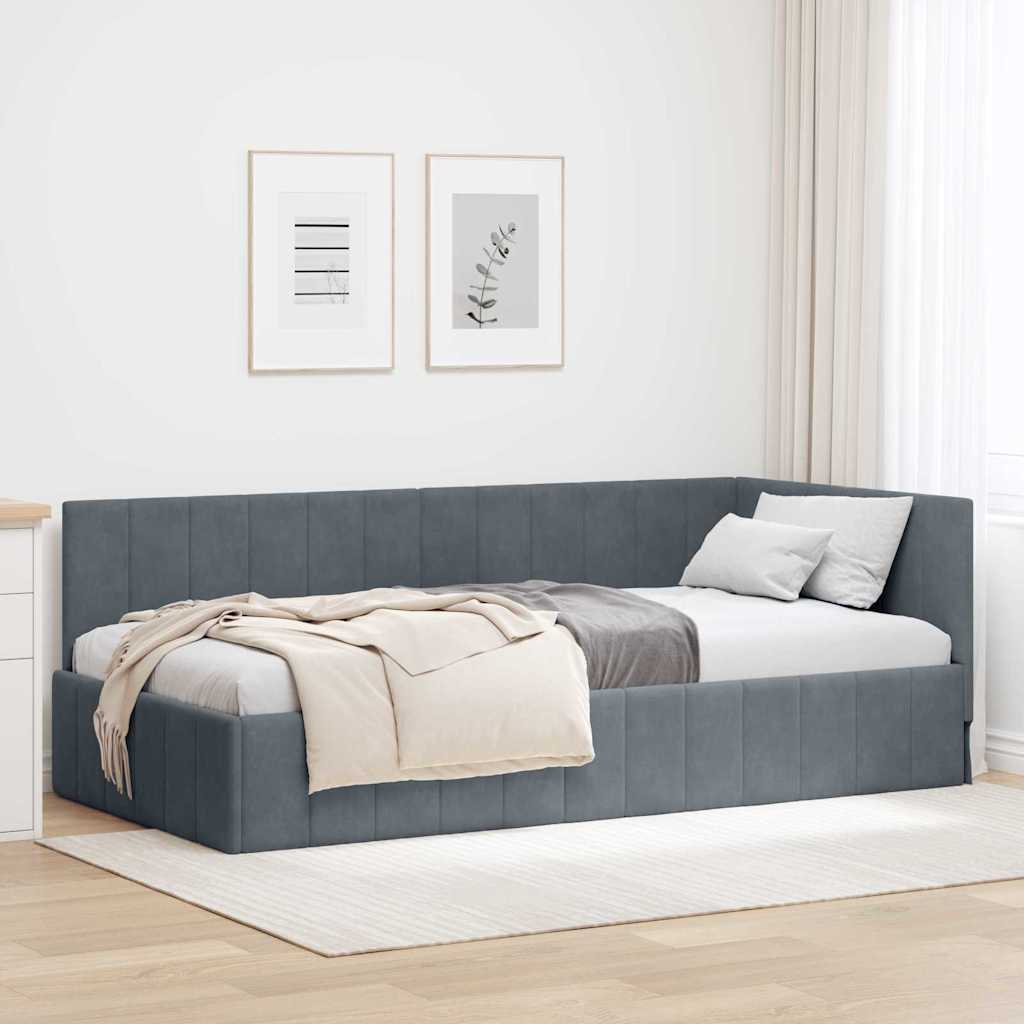 vidaXL Hoekbedframe met hoofdeinde Blauw 80 x 200 cm Fluweel