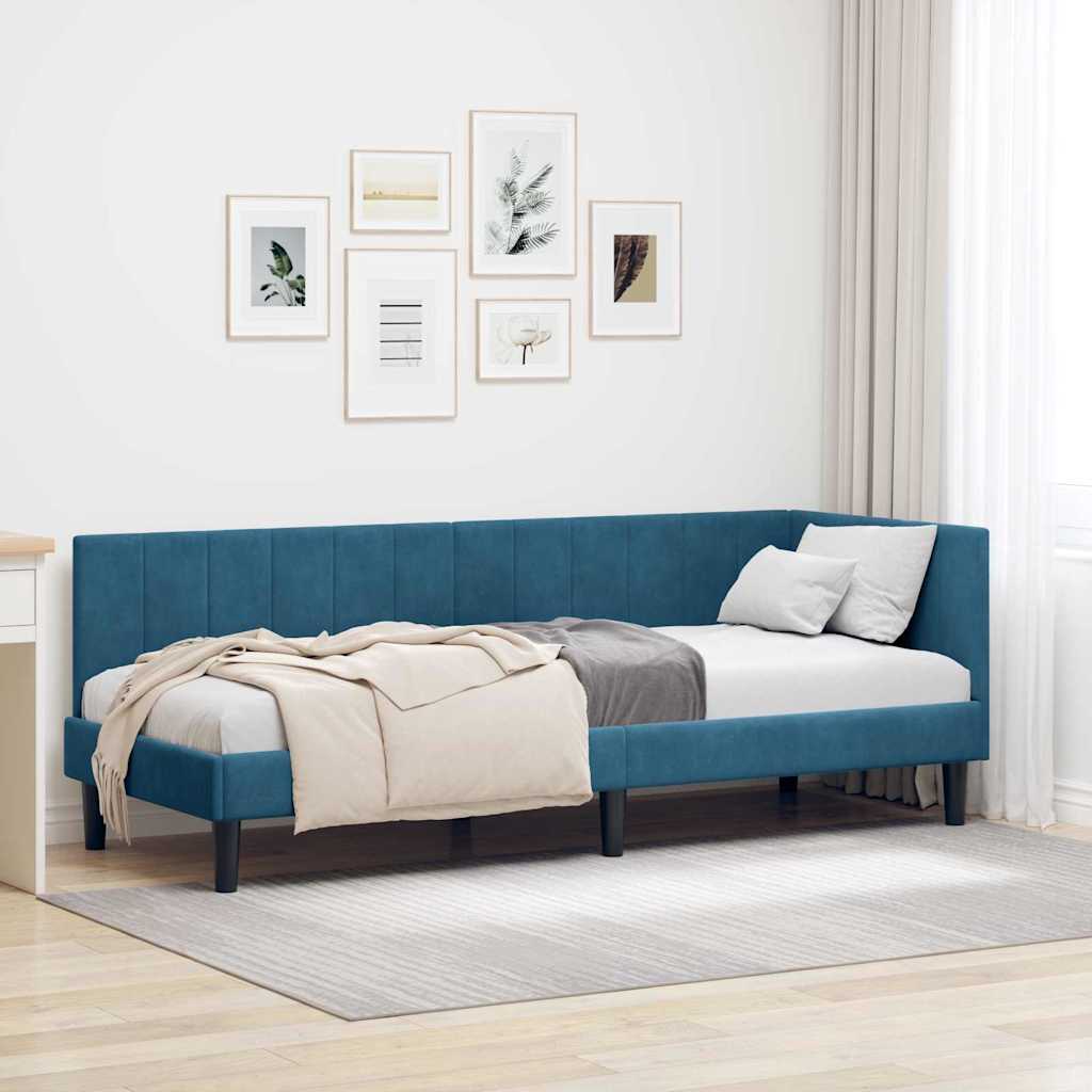 vidaXL Hoekbedframe met hoofdeinde Blauw 80 x 200 cm Fluweel