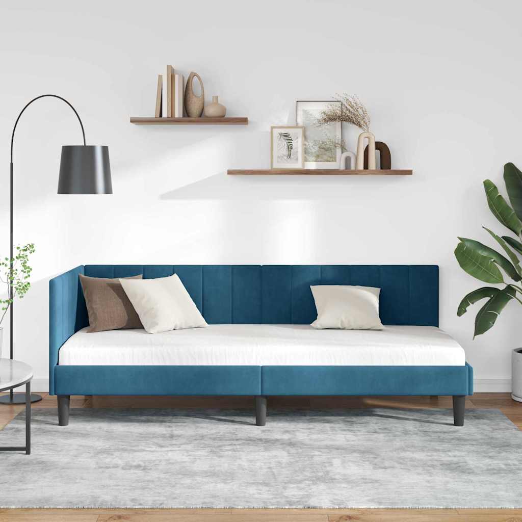 vidaXL Hoekbedframe met hoofdeinde Blauw 80 x 200 cm Fluweel