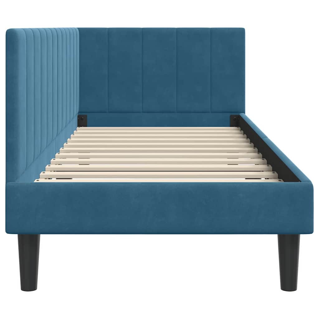 vidaXL Hoekbedframe met hoofdeinde Blauw 80 x 200 cm Fluweel