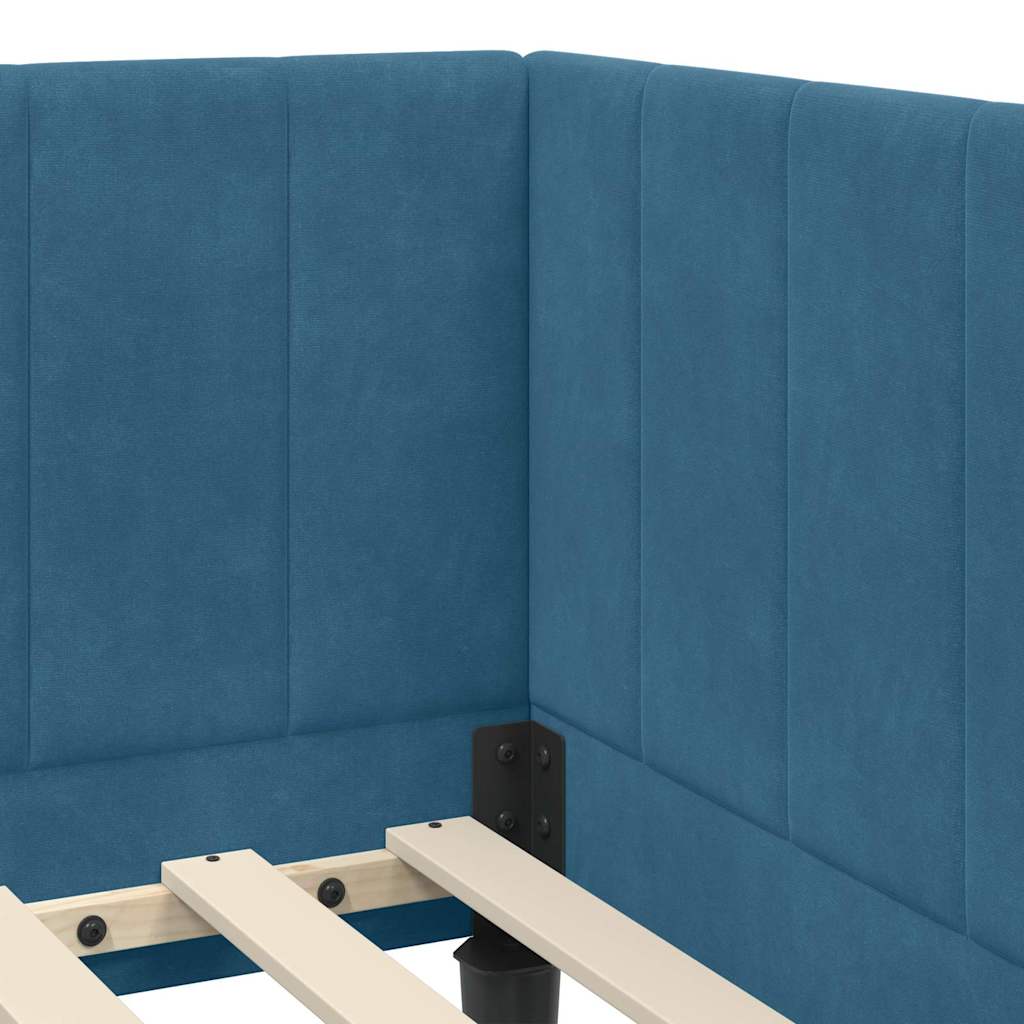 vidaXL Hoekbedframe met hoofdeinde Blauw 80 x 200 cm Fluweel