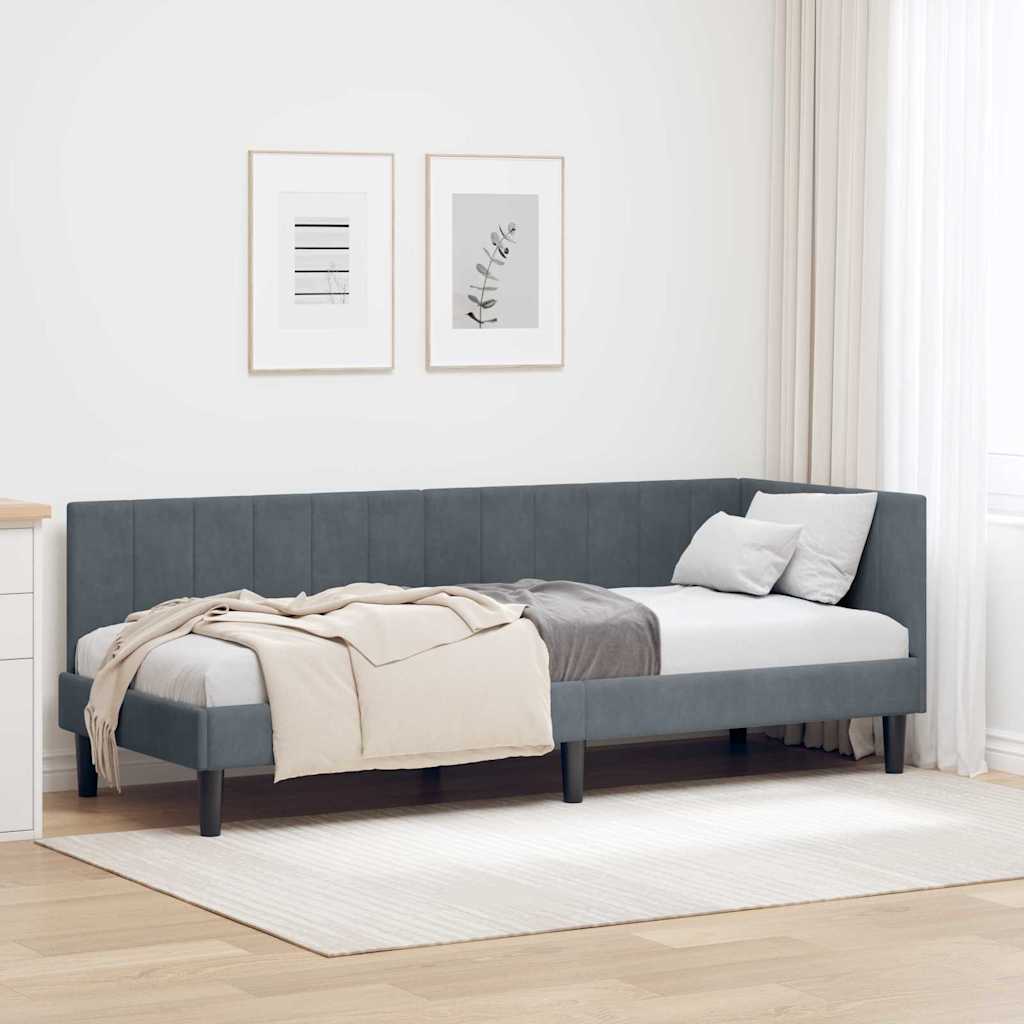 vidaXL Hoekbedframe met hoofdeinde Blauw 80 x 200 cm Fluweel