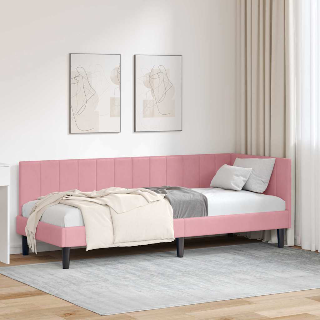 vidaXL Hoekbedframe met hoofdeinde Blauw 80 x 200 cm Fluweel
