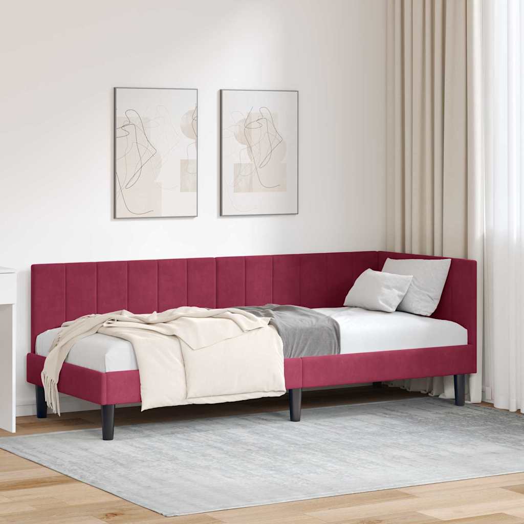 vidaXL Hoekbedframe met hoofdeinde Blauw 80 x 200 cm Fluweel