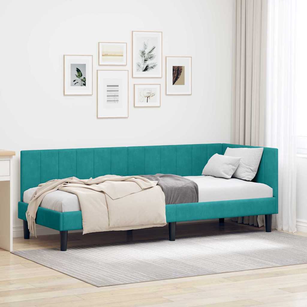vidaXL Hoekbedframe met hoofdeinde Blauw 80 x 200 cm Fluweel