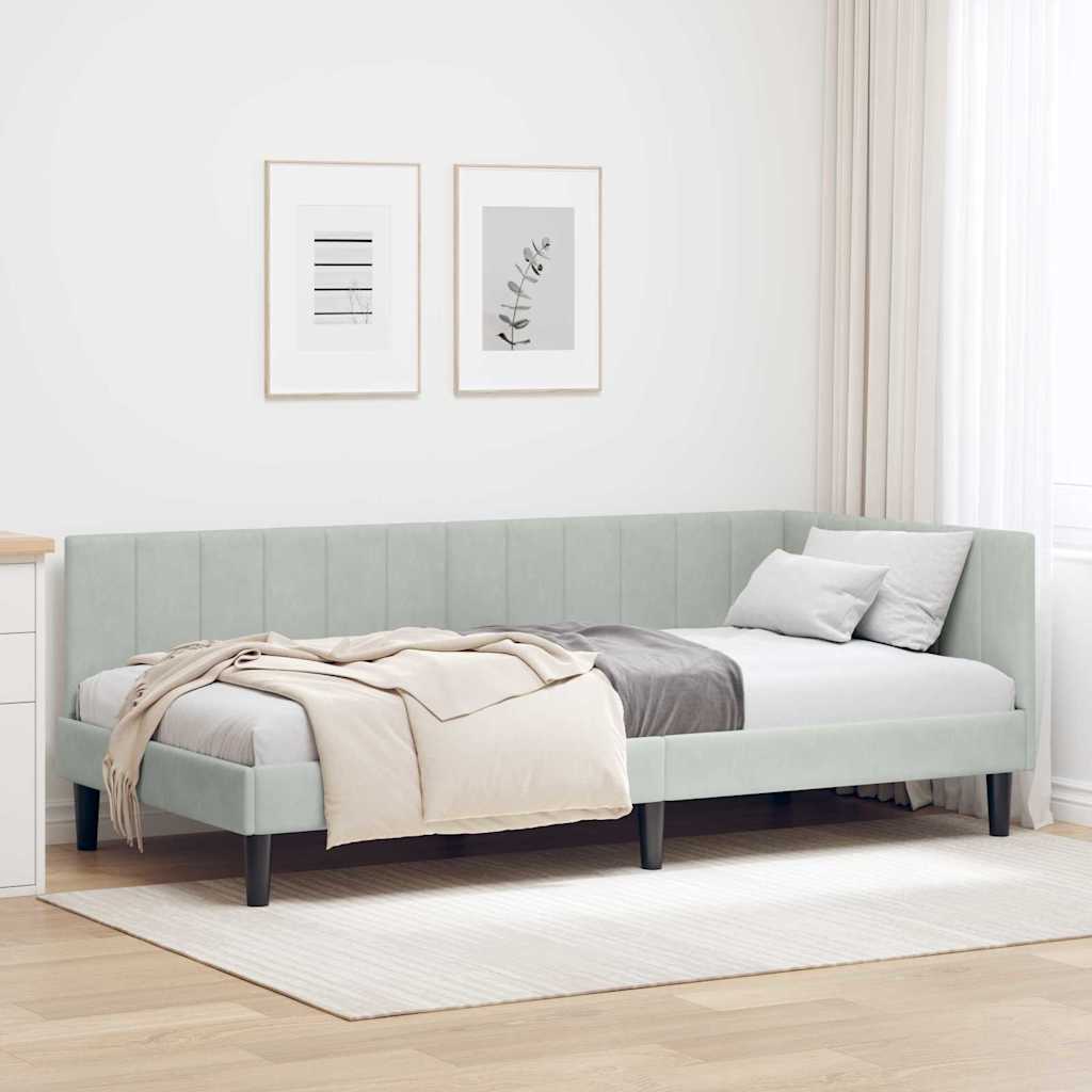 vidaXL Hoekbedframe met hoofdeinde Blauw 80 x 200 cm Fluweel
