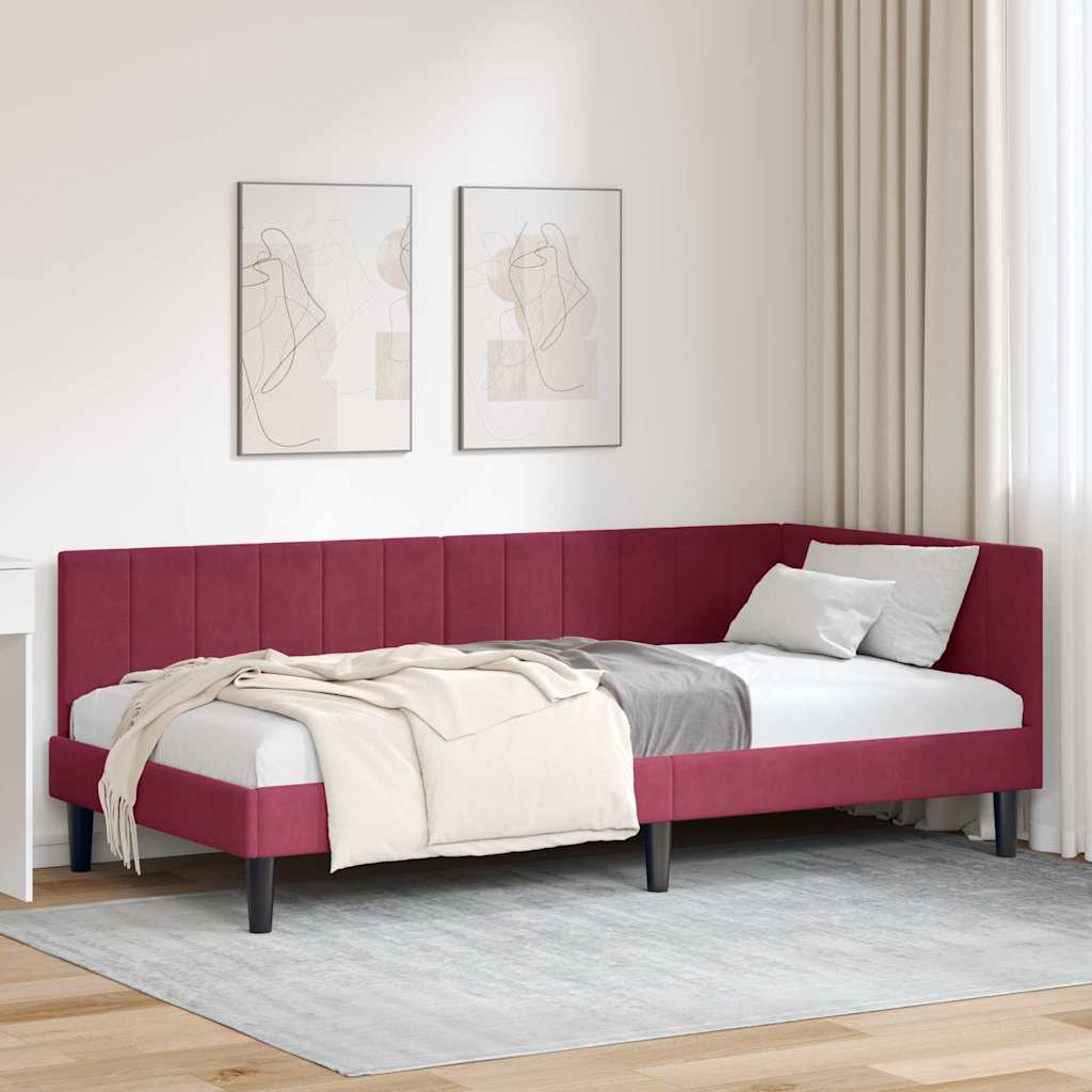 vidaXL Hoekbedframe met hoofdeinde Blauw 80 x 200 cm Fluweel