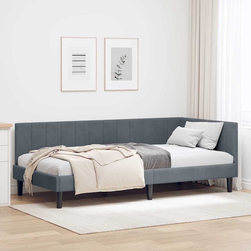 vidaXL Hoekbedframe met hoofdeinde Blauw 80 x 200 cm Fluweel