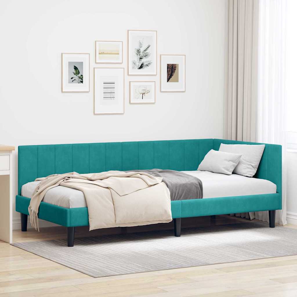 vidaXL Hoekbedframe met hoofdeinde Blauw 80 x 200 cm Fluweel