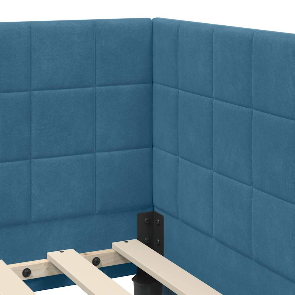 vidaXL Hoekbedframe met hoofdeinde Blauw 90 x 190 cm Fluweel