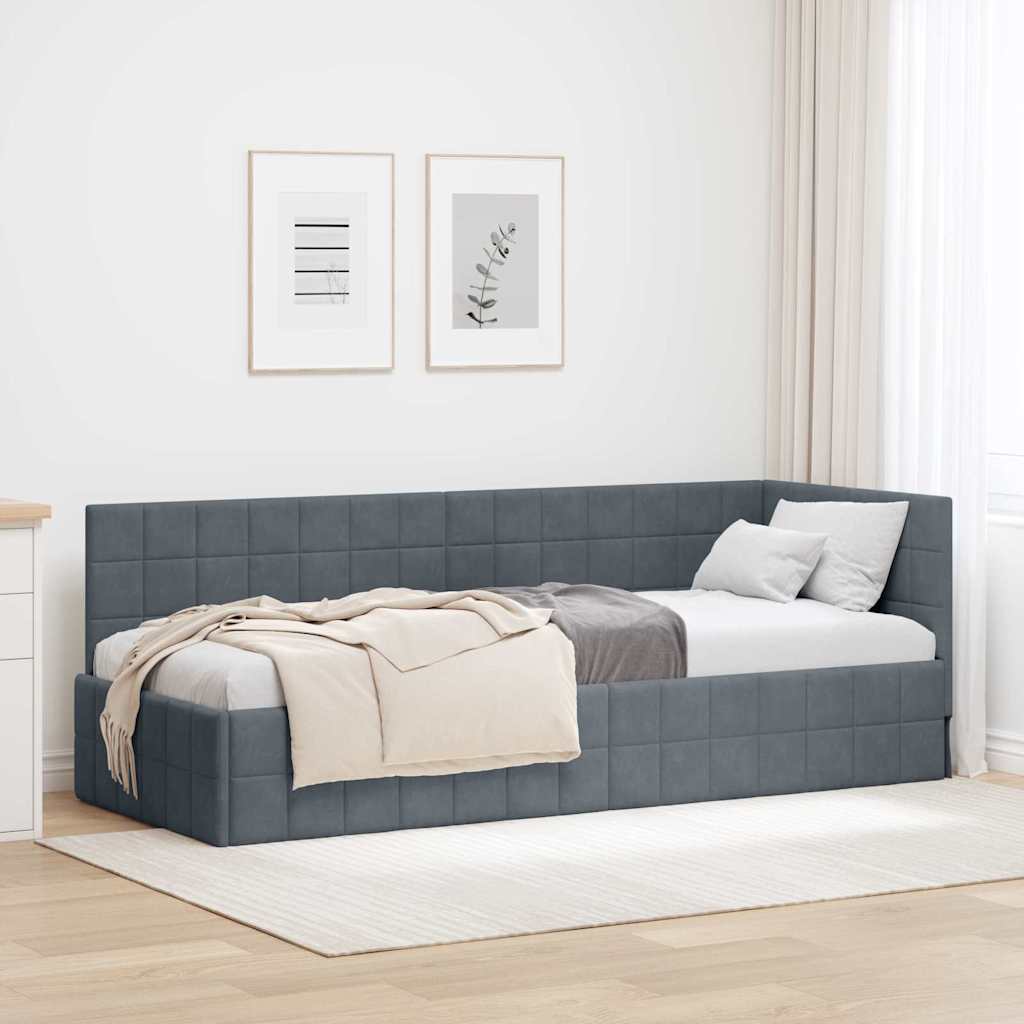vidaXL Hoekbedframe met hoofdeinde Blauw 90 x 190 cm Fluweel