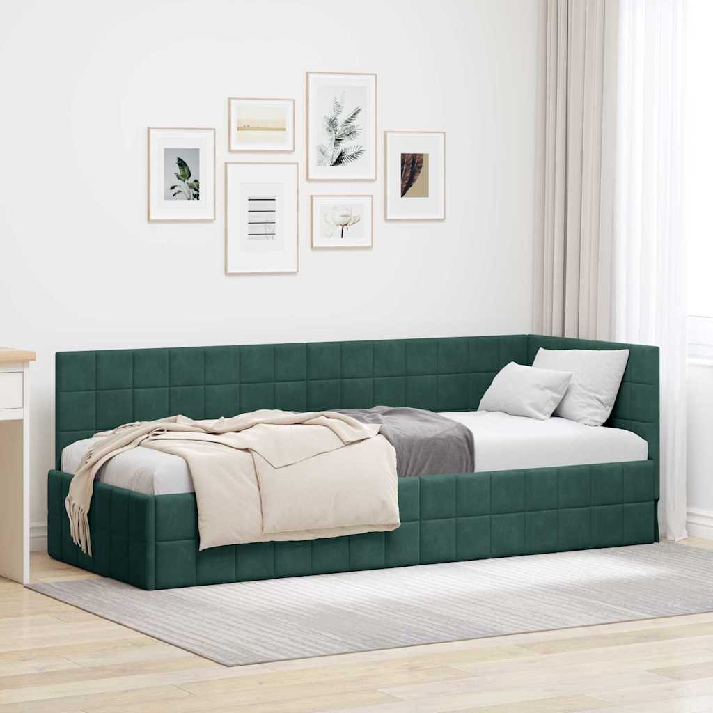 vidaXL Hoekbedframe met hoofdeinde Blauw 90 x 190 cm Fluweel