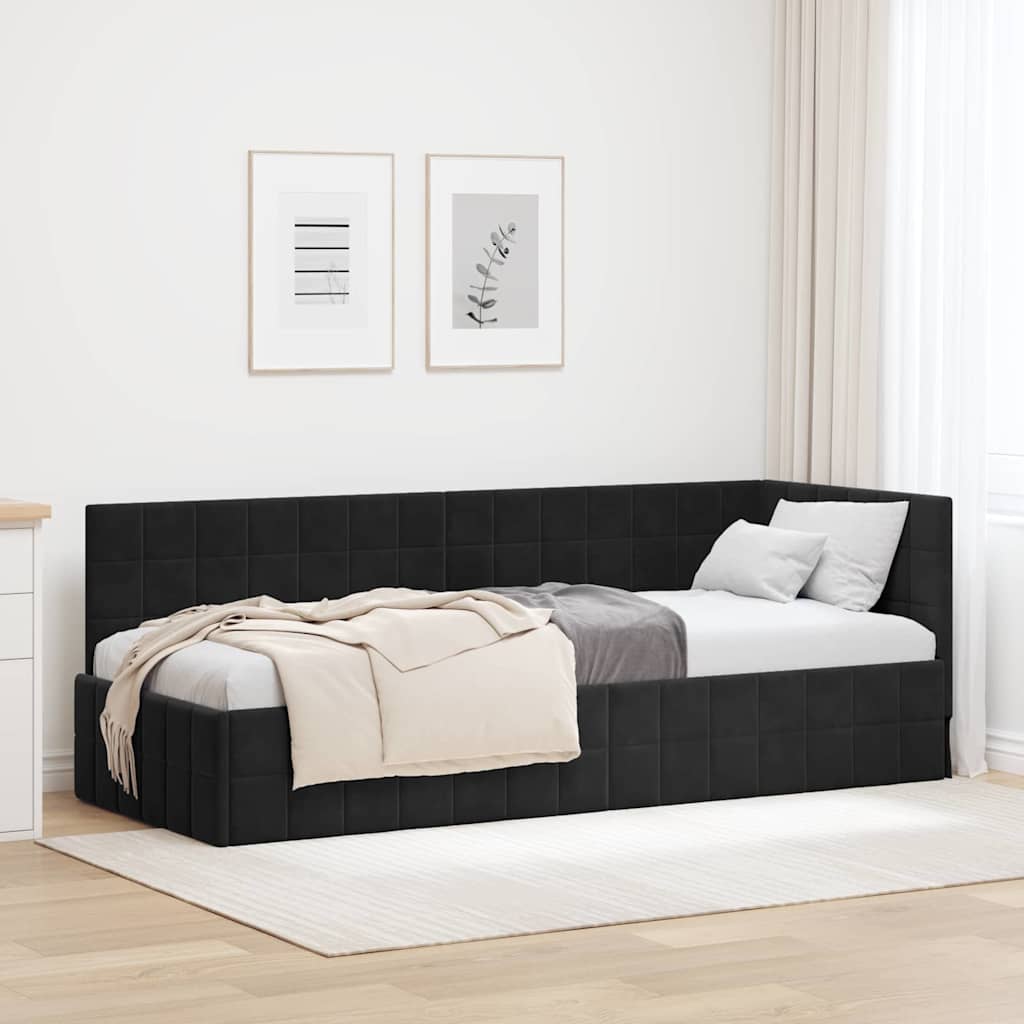 vidaXL Hoekbedframe met hoofdeinde Blauw 90 x 190 cm Fluweel