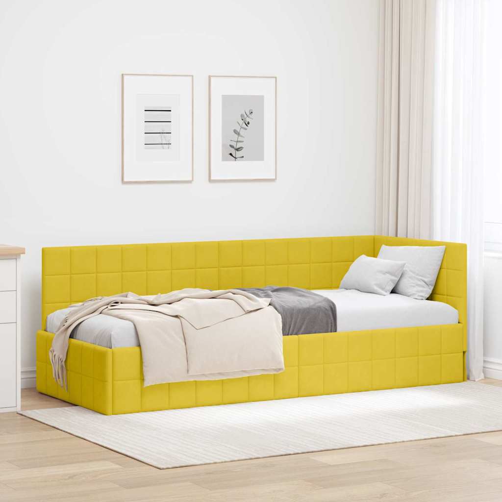 vidaXL Hoekbedframe met hoofdeinde Blauw 90 x 190 cm Fluweel