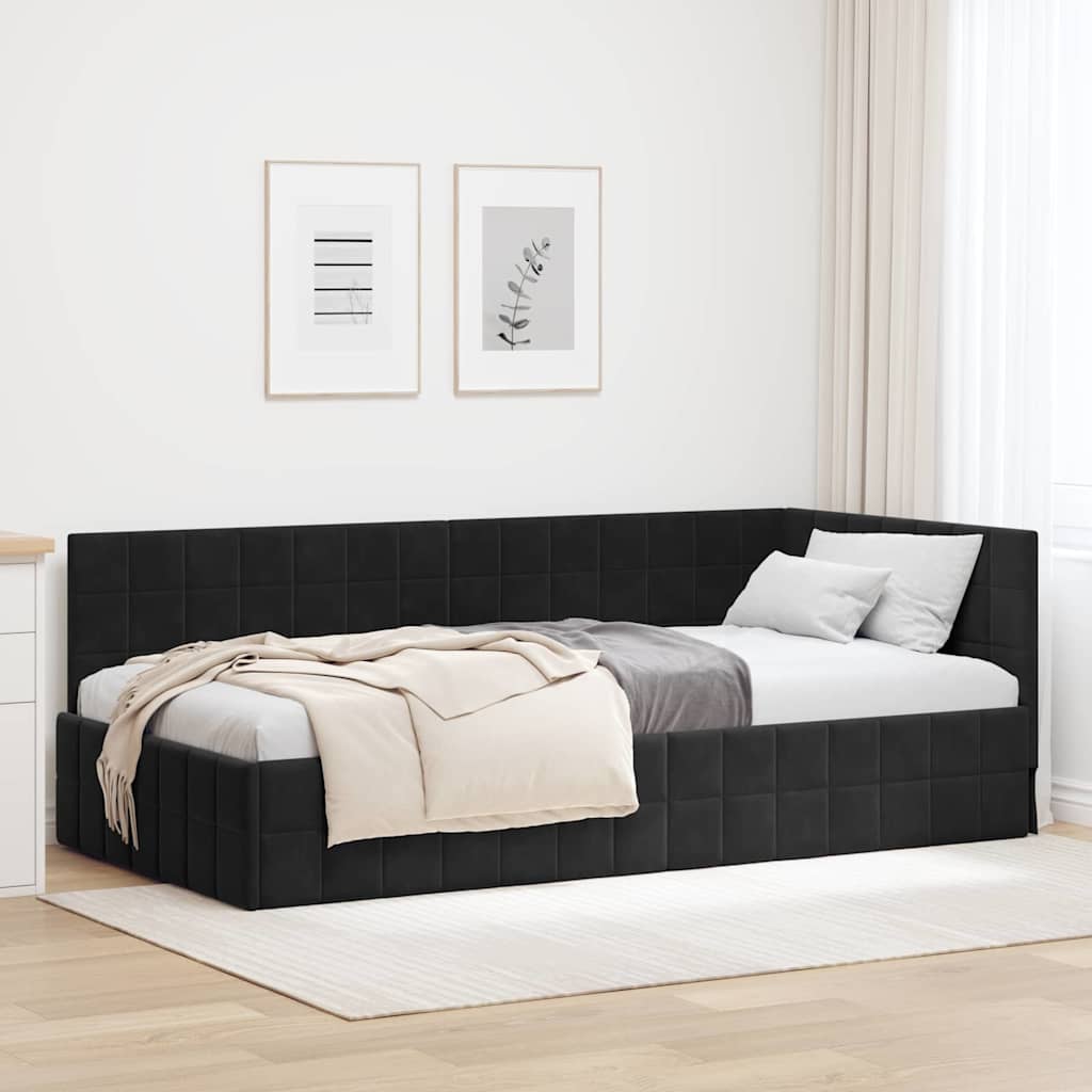 vidaXL Hoekbedframe met hoofdeinde Blauw 90 x 190 cm Fluweel