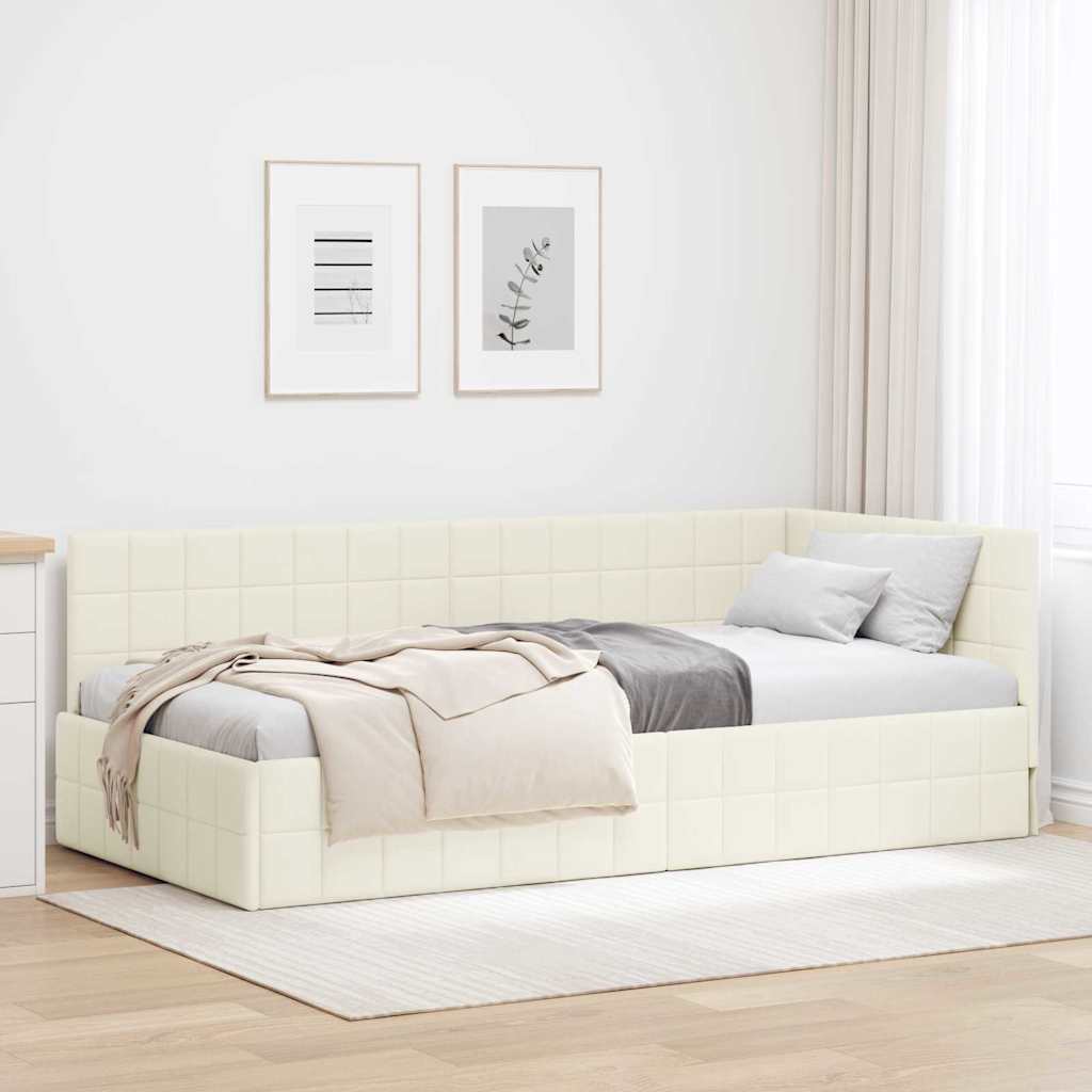 vidaXL Hoekbedframe met hoofdeinde Blauw 90 x 190 cm Fluweel