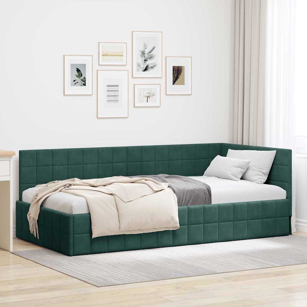 vidaXL Hoekbedframe met hoofdeinde Blauw 90 x 190 cm Fluweel
