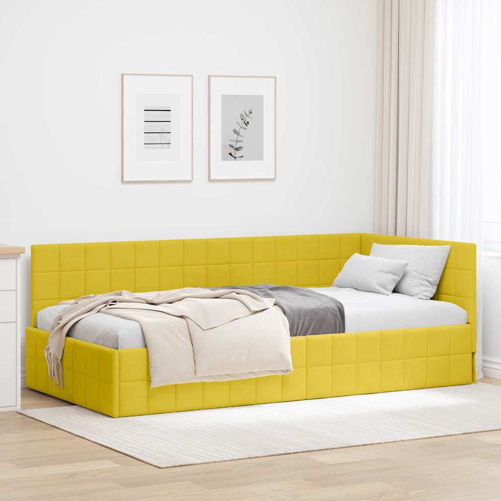 vidaXL Hoekbedframe met hoofdeinde Blauw 90 x 190 cm Fluweel