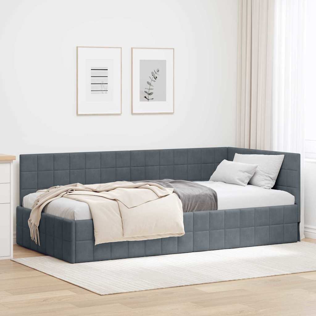 vidaXL Hoekbedframe met hoofdeinde Blauw 90 x 190 cm Fluweel