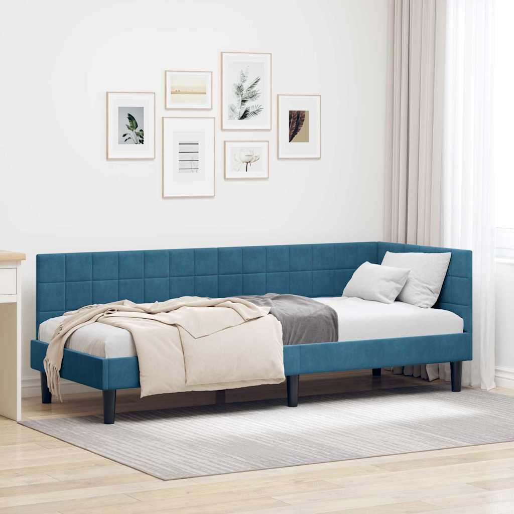 vidaXL Hoekbedframe met hoofdeinde Blauw 80 x 200 cm Fluweel