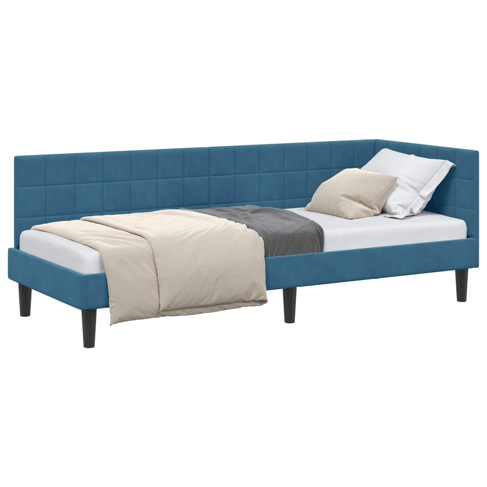 vidaXL Hoekbedframe met hoofdeinde Blauw 80 x 200 cm Fluweel