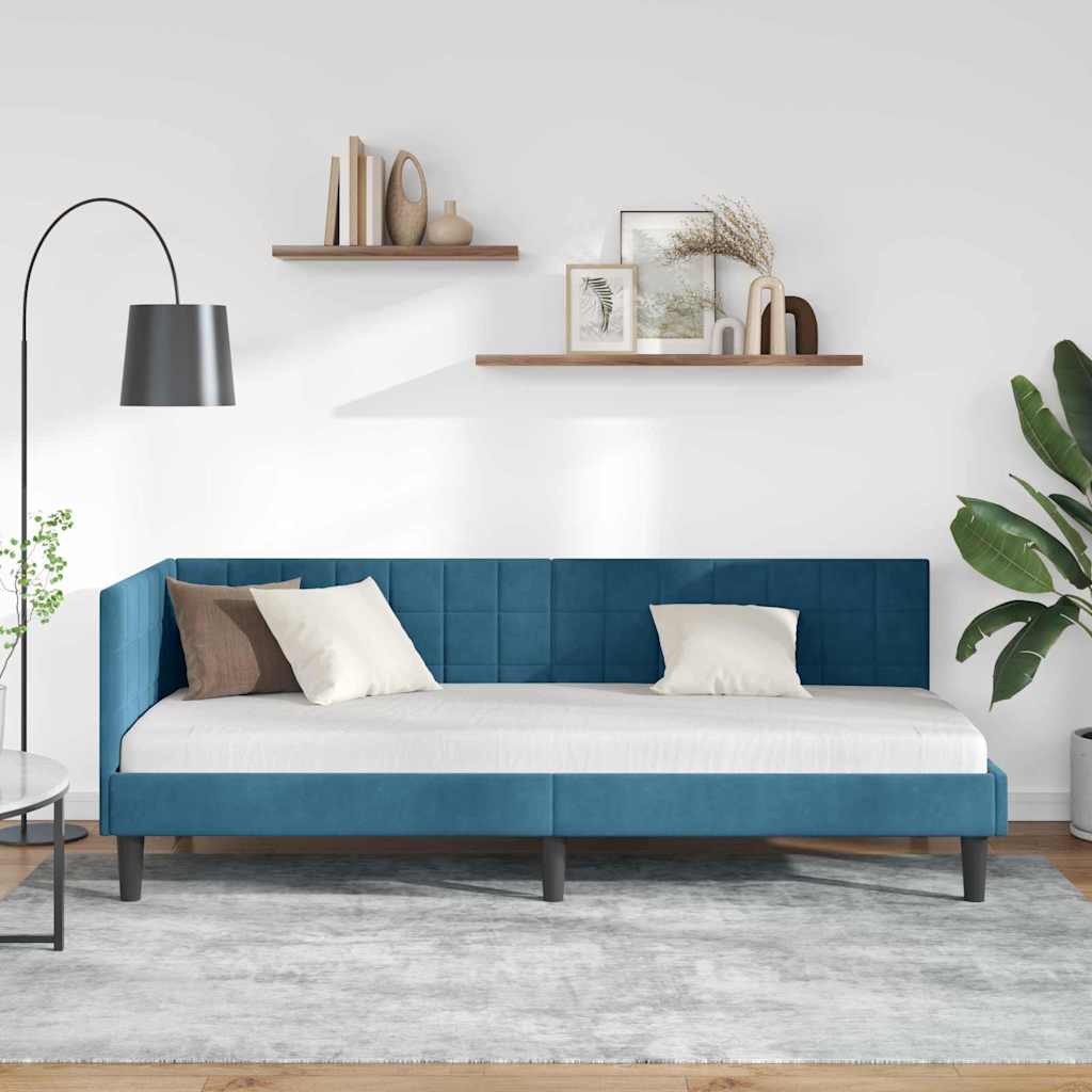 vidaXL Hoekbedframe met hoofdeinde Blauw 80 x 200 cm Fluweel
