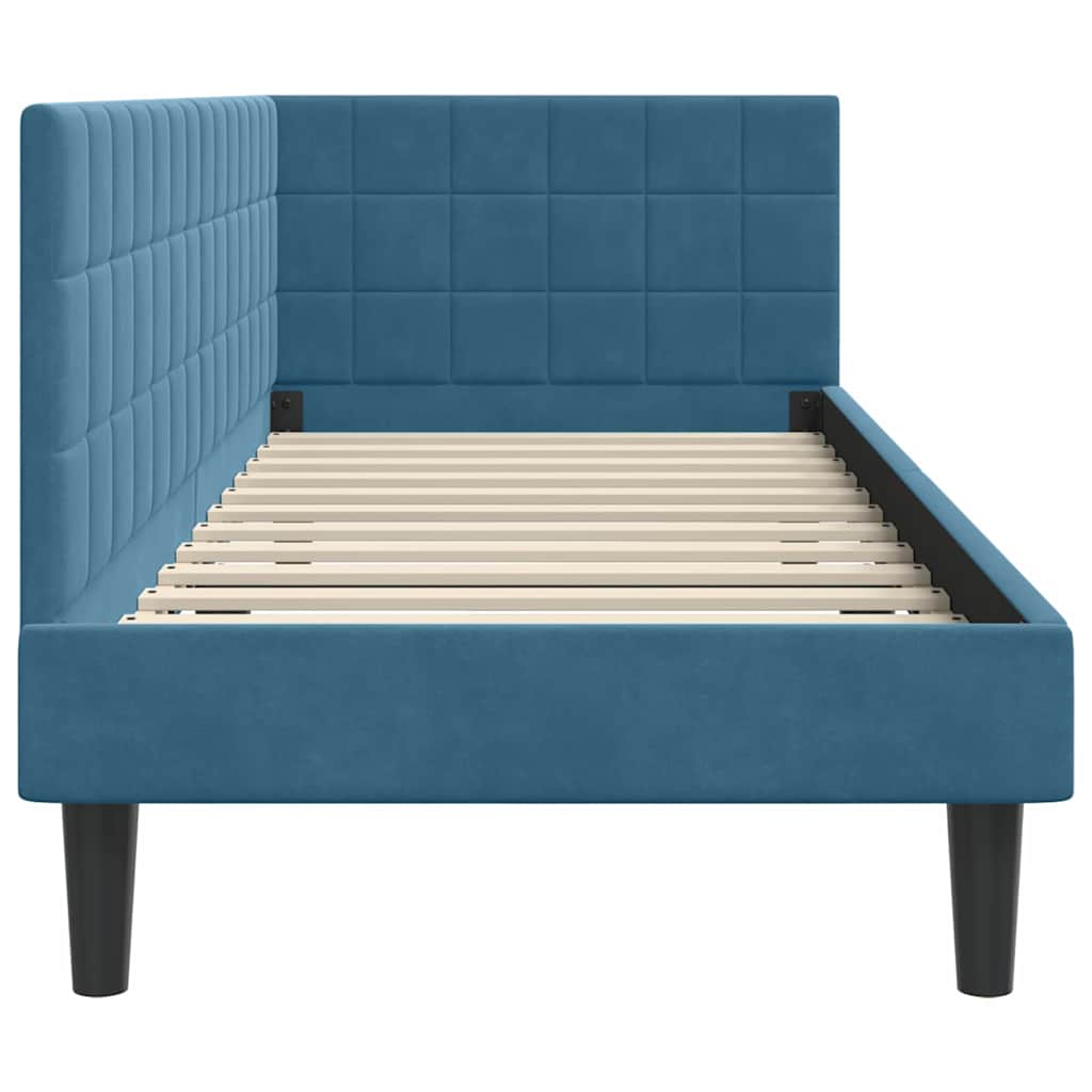 vidaXL Hoekbedframe met hoofdeinde Blauw 80 x 200 cm Fluweel
