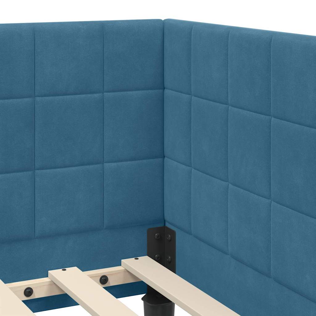 vidaXL Hoekbedframe met hoofdeinde Blauw 80 x 200 cm Fluweel